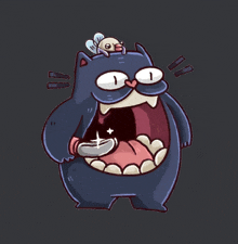 a cartoon drawing of a monster with its mouth open