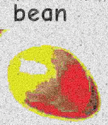 a drawing of a bean with the word bean written on it .