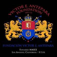 a victor e antepara foundation logo with a coat of arms