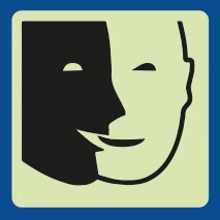 a silhouette of a man 's face with a smiling mouth