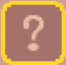 a pixel art of a question mark with a yellow frame