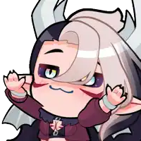 a cartoon drawing of a girl with horns making a face