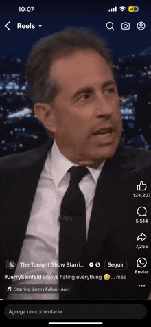 a screenshot of jerry seinfeld on the tonight show starri