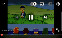 a video of mr. simpson is being played on a cell phone