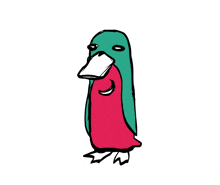 a drawing of a penguin with a huge beak