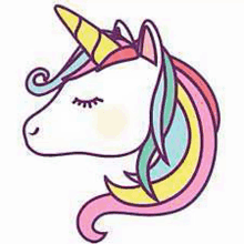 a cute unicorn with a rainbow mane and horn .