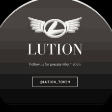 a black and white logo for lution with wings