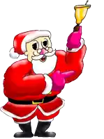 a cartoon of santa claus holding a bell