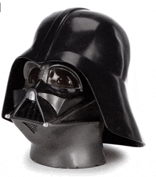 a black darth vader helmet with a white background