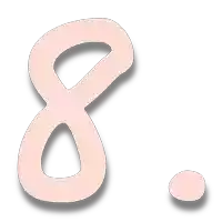 a pink number eight with a shadow and a circle below it