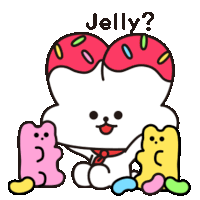 a cartoon character with a donut on his head and the word jelly written above it