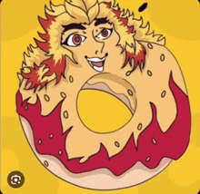 a drawing of a donut with a man 's face on it .