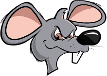 a cartoon mouse with a very angry look on his face