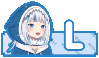 a picture of a girl with a shark hood and a letter l