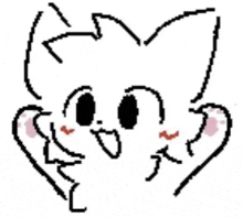 a pixel art drawing of a cat 's face with a heart shaped head .