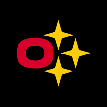 a red circle with two yellow stars around it