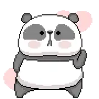 a pixel art of a panda bear with a heart behind it