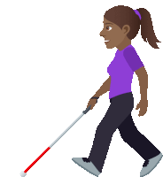 a cartoon of a woman walking with a cane