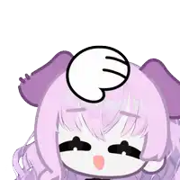 a cartoon drawing of a girl with purple hair and hearts on her head