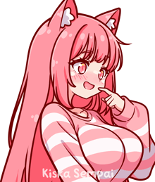 a drawing of a girl with a cat ear and the name kiska senpai