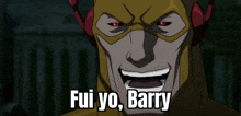 a cartoon character with red eyes and the words fui yo barry on the bottom