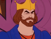 a cartoon of a king with a beard and a crown