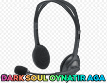 a pair of black headphones with a microphone and the words dark soul oynatir aga