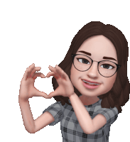 a cartoon girl making a heart with her hands