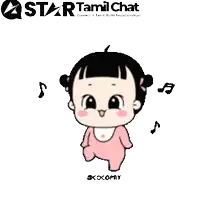 a cartoon of a baby girl in a pink outfit