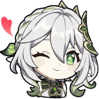 a drawing of a girl with white hair and green eyes has a heart above her head