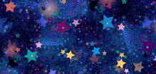 a blue background with a lot of colorful stars on it