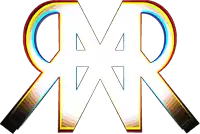 a rainbow colored letter r with a white background