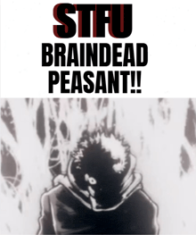 a poster that says stru braindead peasant