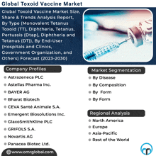 an advertisement for the global toxoid vaccine market shows a syringe