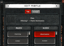 a screenshot of a game that says ' edit profile ' on the top