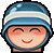 a cartoon character wearing a helmet and smiling .