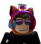 a roblox character wearing sunglasses and a cat ear headband .