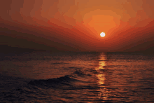 the sun is setting over the ocean with waves