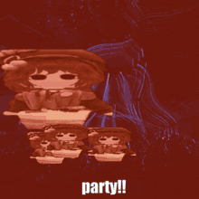 a poster that says party on it in white letters