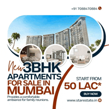 an ad for new 3bhk apartments in mumbai