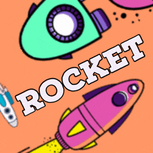 the word rocket is on the orange background