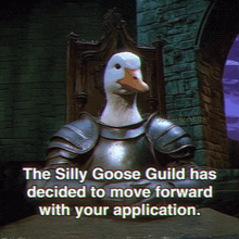 the silly goose guild has decided to move forward with your application ..