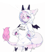 a drawing of a furry character with a hoodie that says not a dragon