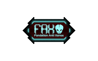 a logo for fah fondation anti xenos with an alien head