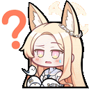 a cartoon girl with fox ears and a question mark .