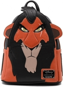 a lion king scar mini backpack with a lion 's face on it .