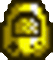 a pixel art illustration of a yellow item with a black border and a black border .