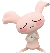 a pink bunny is holding a letter with a heart on it