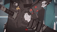 a close up of a person holding a gun in a video game with the youtube logo in the corner