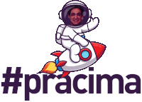 a man in a space suit is riding a rocket with the words #pracima below him